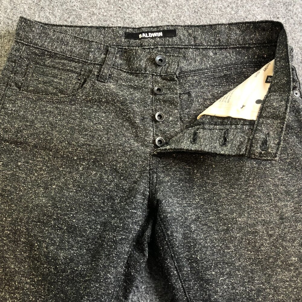 Baldwin Pants Mens 30x34 Black Speckle Classic Slim Japan Fabric Made in USA